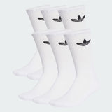 08946 Adidas Trefoil Cushion Crew Socks 6 Pairs White