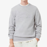 09609 Lacoste fleece embroidered crocodile sweatshirt silver chine