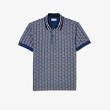 03307 Lacoste Monogram print contrast collar Polo Shirt