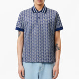 03307 Lacoste Monogram print contrast collar Polo Shirt