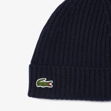 09096 Lacoste Unisex Rib Knit Brushed Wool Beanie