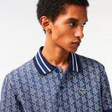 03307 Lacoste Monogram print contrast collar Polo Shirt