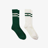 09193 Lacoste Unisex Constrast Stripes Ribbed Knit Socks